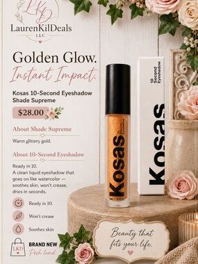 Kosas 10-Second Eyeshadow in Warm Glittery Gold